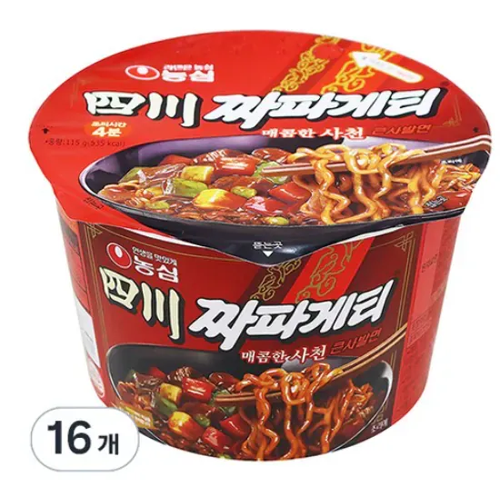 [쿠팡] 농심 사천 짜파게티 큰사발면 115g, 16개