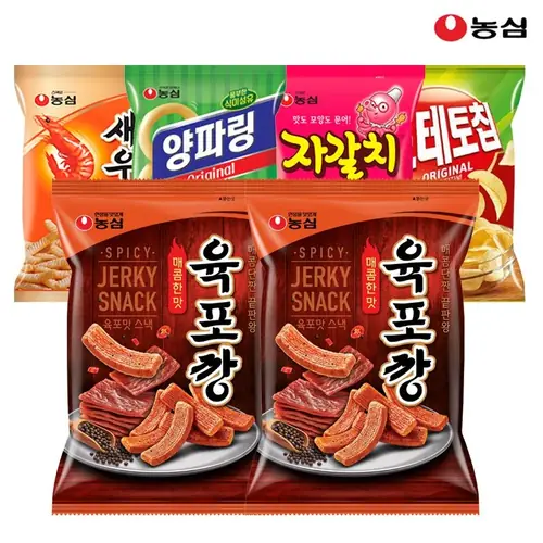 [롯데온] 농심 육포깡3봉+바나나킥3봉+포테토칩3봉+알새우3봉