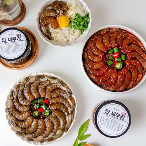 [토스쇼핑] 한끼루 깐새우장, 간장 350g 1개 + 양념 350g 1개, 2개(12,540원/무료)