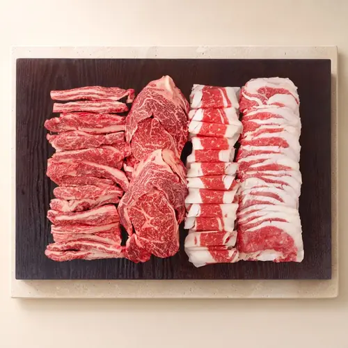 [롯데온] 1++등급 마장동 한우 선물세트 1kg (등심+갈비살+차돌박이) (77,060원/무료)