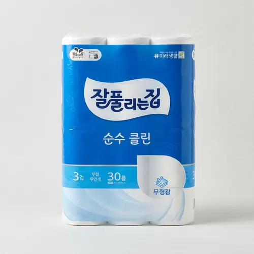 [토스쇼핑] 잘풀리는집 순수 클린, 3겹, 25m, 30롤, 2팩(18,900원/무료)