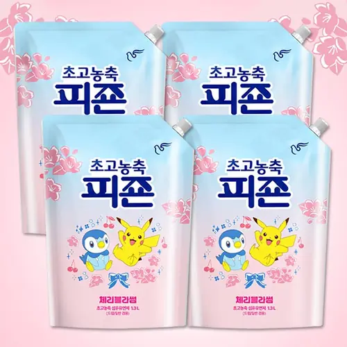 [토스쇼핑] 초고농축 피죤 체리블라썸 섬유유연제 1.3L 4개 (9,410원/무료)