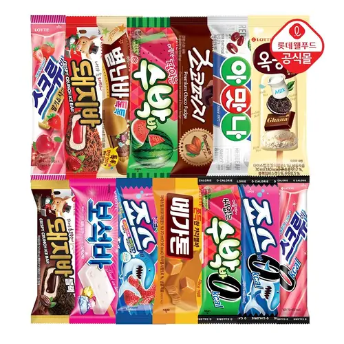 [롯데온] 롯데 바아이스크림 14종 스크류바/수박바/돼지바 등 20+20 총40개