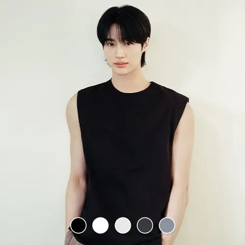 [롯데온] 지오다노 코튼 크루넥 슬리브리스 티셔츠