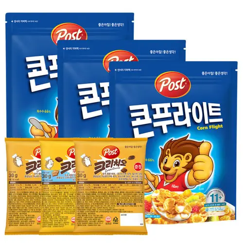 [옥션] 포스트 콘푸라이트 시리얼 600g 3개 +크리치오 랜덤 30g 3개 (11,620원/무료)