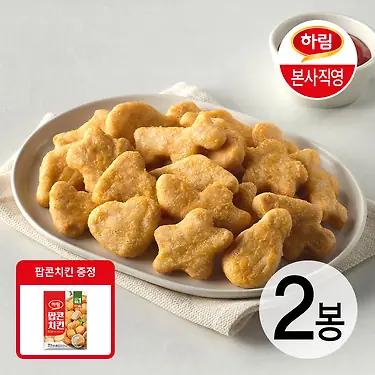 [톡딜] 하림 치킨너겟2 1kg 2봉 + 팝콘치킨 180g 증정